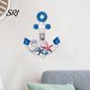 Vintage Style Wood Art Nautical Wooden Wall Decor Blue White Coastal Fine Carving with Starfish for Beach Theme Bathroom Living Room Bedroom
