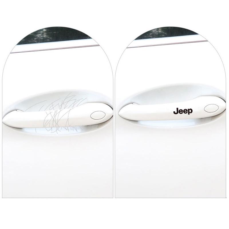 8Pcs Car Door Handle Stickers Transparent Protector Film For Jeep Renegade Compass Grand Cherokee Wrangler Patriot Rubicon