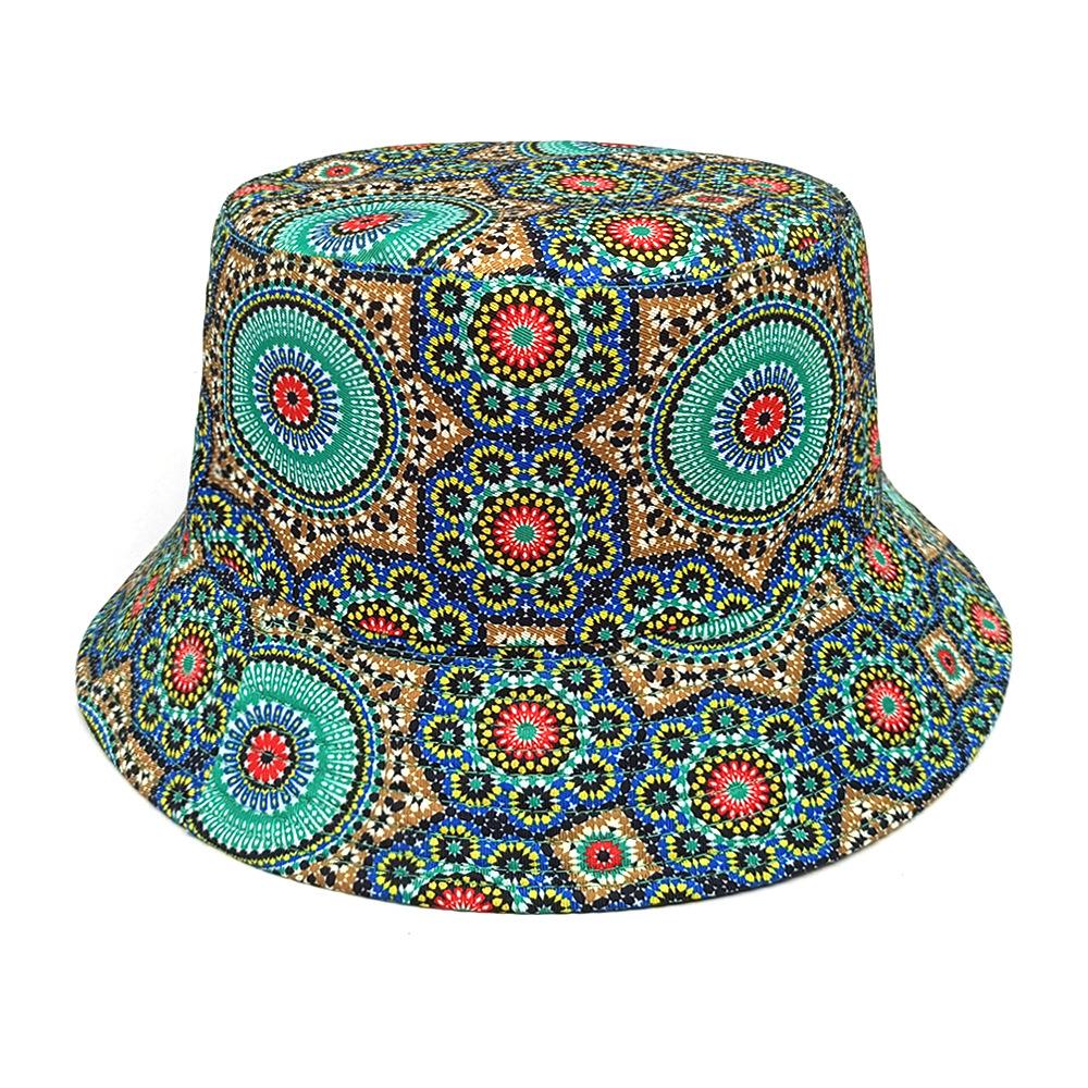 Retro Pattern Bucket Hats for Women Men Summer Outdoor Travel Sunscreen Reversible Fisherman Hat Female Decorate Panama Hip Hop