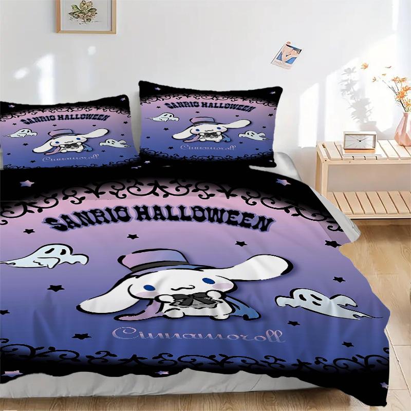 

3pcs Sanrio Halloween Cinnamoroll Printed Duvet Cover Set (1 * Cover+2 * Pillowcase, Without Core), Suitable for Home Bedroom, Guest Room, Dormit 135x200cm