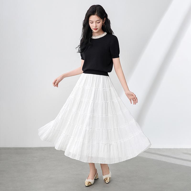 

Elegant High Waist Summer Umbrella Skirt for Women Large