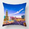 Four Seasons Universal Short Plush Pillow Case Living Room Bedroom Landscape Illustration Architectural Pattern Cushion Cover