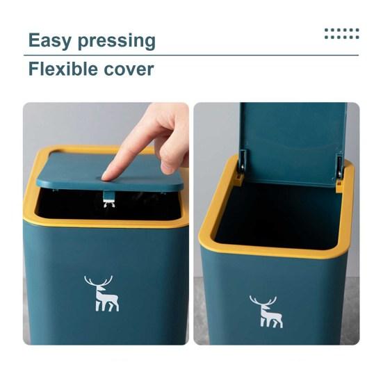 Coș de gunoi 9L/12L Tip de împingere Design îngust Deschidere largă Dovada câinilor Economisește spațiu Bloc miros de elan Tip presa de imprimare Capac Coș de gunoi Accesorii de bucătărie