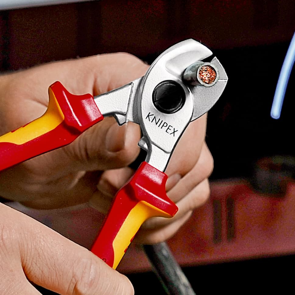 KNIPEX Cable Cutter Insulated Cable Cutter with Drop Protection 9516-165TBK, (Black) 9516-165TBK