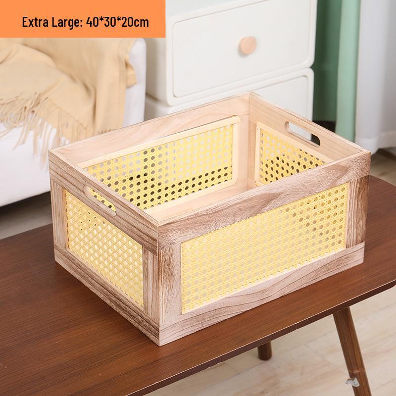 Distressed Wooden Rectangular Basket for Fruit & Vegetable Display