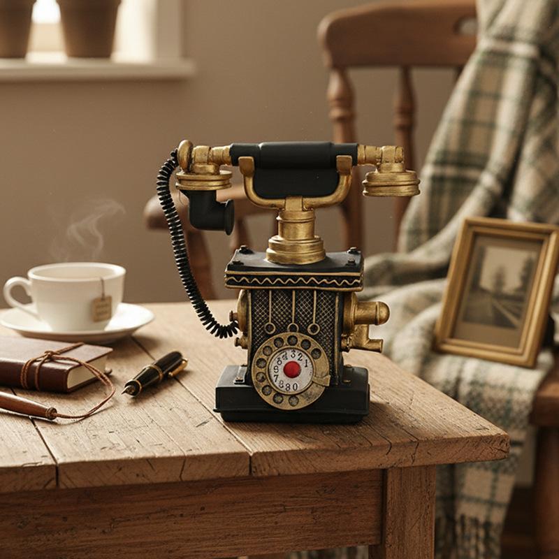 Vintage Kamera Spardose Harzfigur Kreatives Telefonmodell Heimdeko Ladendisplay Desktop-Ornament