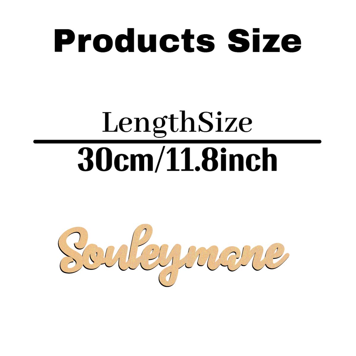 1PC Long-Lasting Souleymane example Customized Letter Laser-Cut Sign Wooden Plaque Wood Material Holiday Decorations S30cmLength