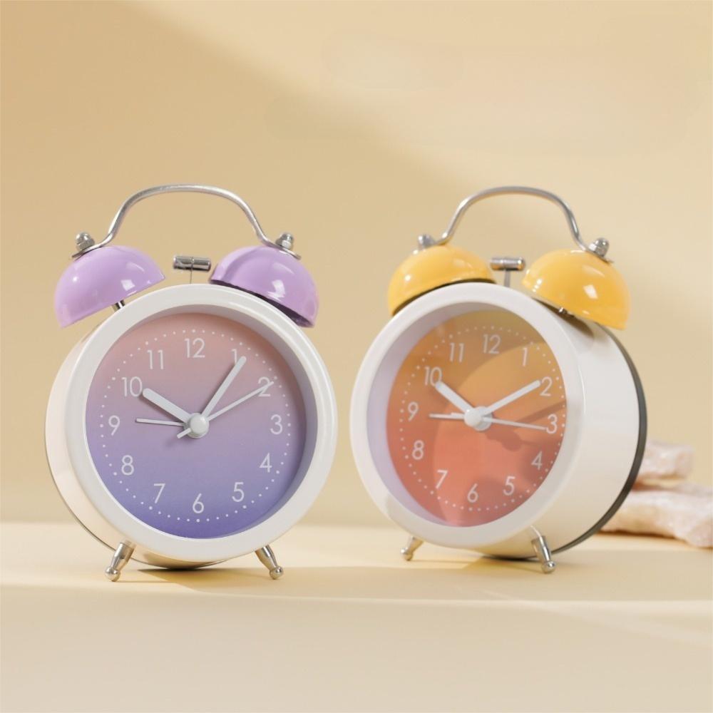 Creative Metal Twin Bell Alarm Clock with Luminous Battery Operated Loud Alarm Clock Colorful Desk Alarm Clock Student Dorm
