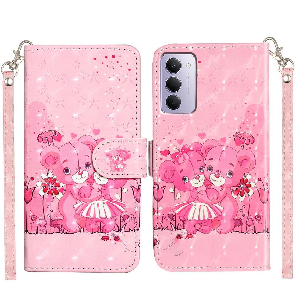 Para Xiaomi Redmi 15 5G (eu) (171mm)/Xiaomi Redmi 15 4G (eu) (171mm) Capa Carteira de Couro com Padrão 3D Estampado para Celular com Alça