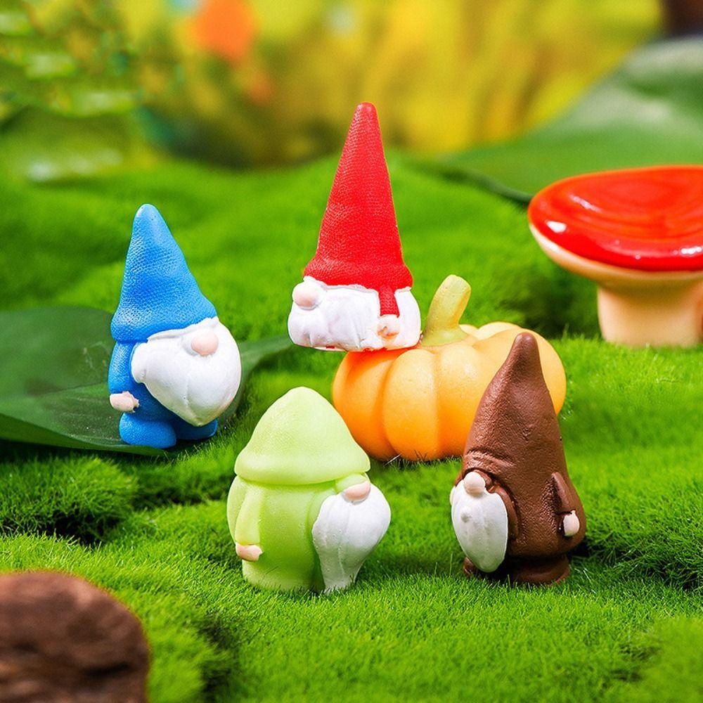 Mushroom Pumpkin Mini Gnome Figurines Multicolor Garden Elf Easter Christmas