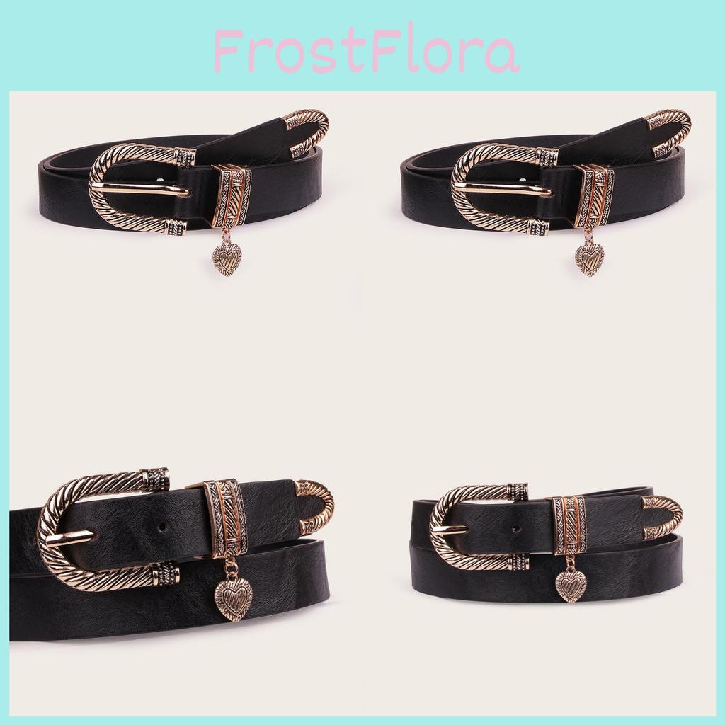 Retro Heart Pendant Pu Belt With Pin Closure For Fashion Casual Look
