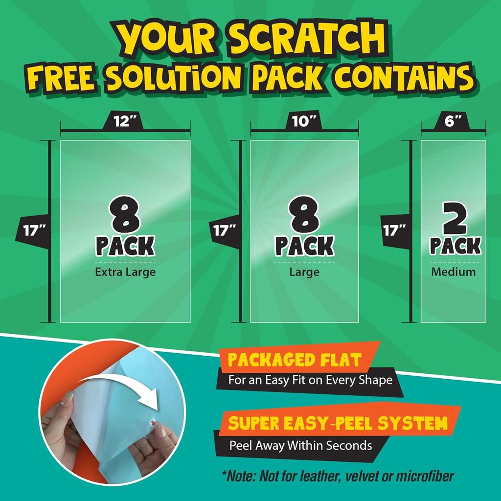 18 Pack Anti Cat Scratch Deterrent for Furniture - Transparent Clear Double Sided Anti Scratch Cat Tape for Furniture. Effective Sticky Paws Tape for