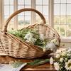 Grande Cesto Intrecciato in Rattan e Salice: Ideale per Conservazione, Frutta, Verdura, Picnic, Spesa e Fiori di Natale.