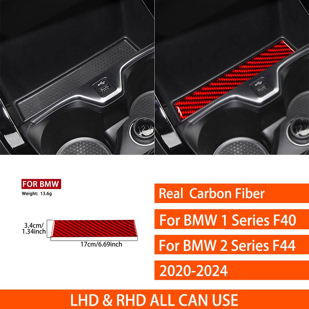 For BMW 1 2 Series F40 F44 2020-2024 Real Carbon Fiber Stickers Centre Console Storage Panel Car Accessories Interior Decorative