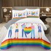 Rainbow Bedspread Queen/Full People Celebrating International Day for LGBT Community Quilt Set Colorful Rainbow Striped Coverlet