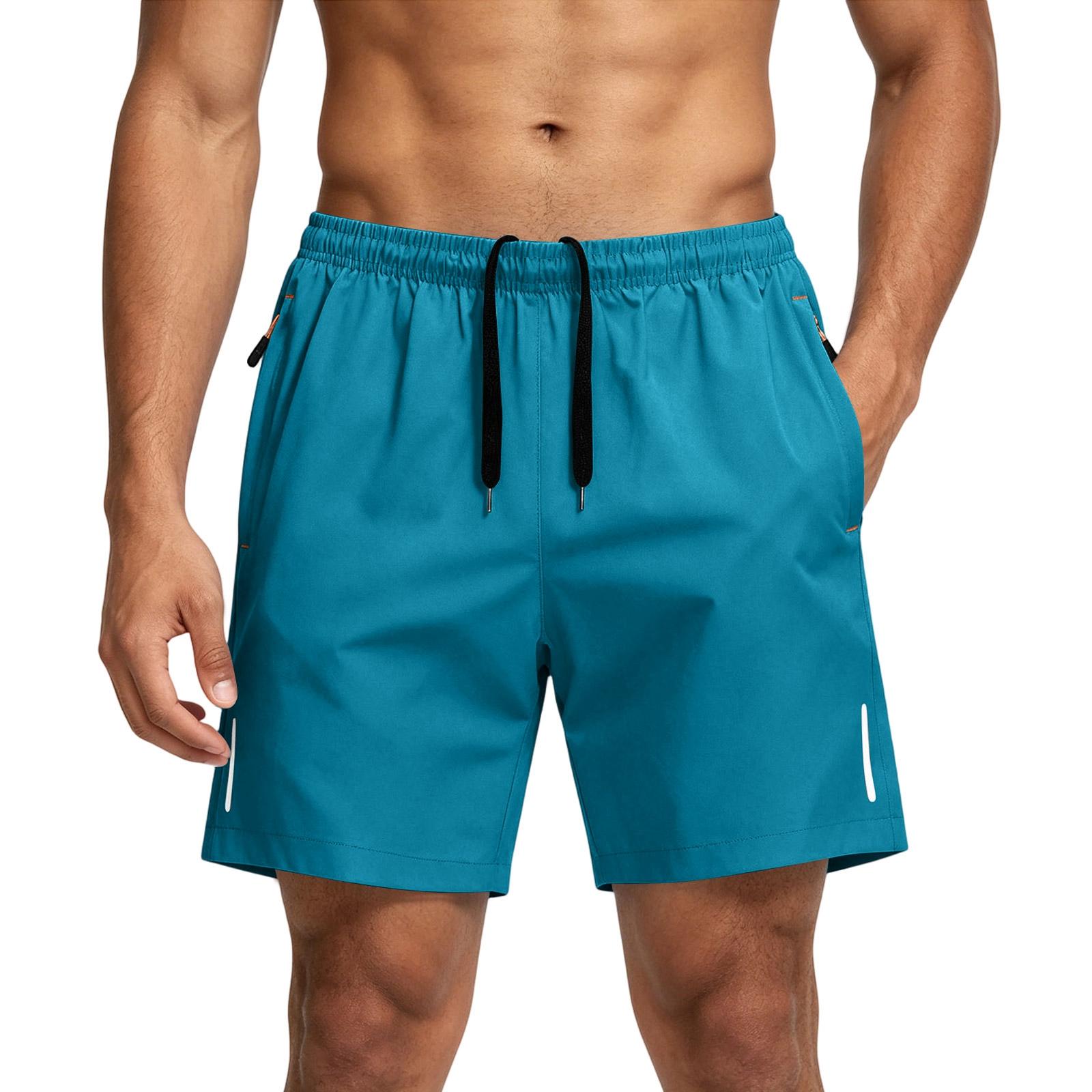 DXH Heren Grote Maten Zomer Sneldrogende Strandshorts Casual 5 Inch Sportshorts Lichtgewicht Ademend Elastische Tailleband Trekkoord S