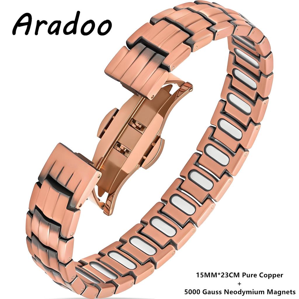 Premium Kupferarmband für Herren mit Magneten mit 5000 Gauß Stärke Titanstahl Armband Schmuck Geschenke