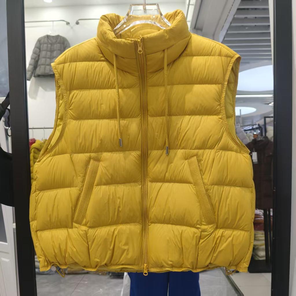 Winter New Stand-up Collar Down Vest Women's Short Loose Warm Sleeveless Vest Jacket White Duck Down
