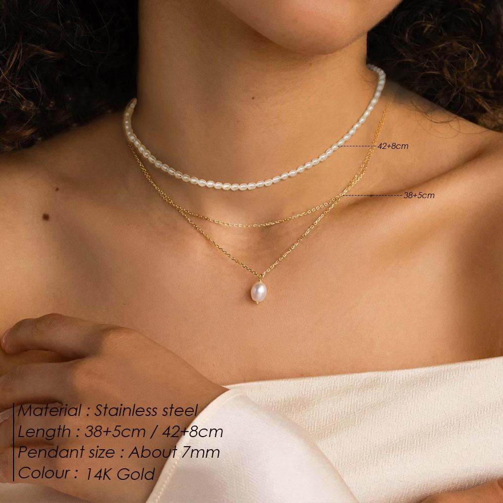 EMANCO Stainless Steel Twisted Chain Necklace Multilayer Gold Color Paper Clip Chain Square Chain Necklace Women Jewelry Choker