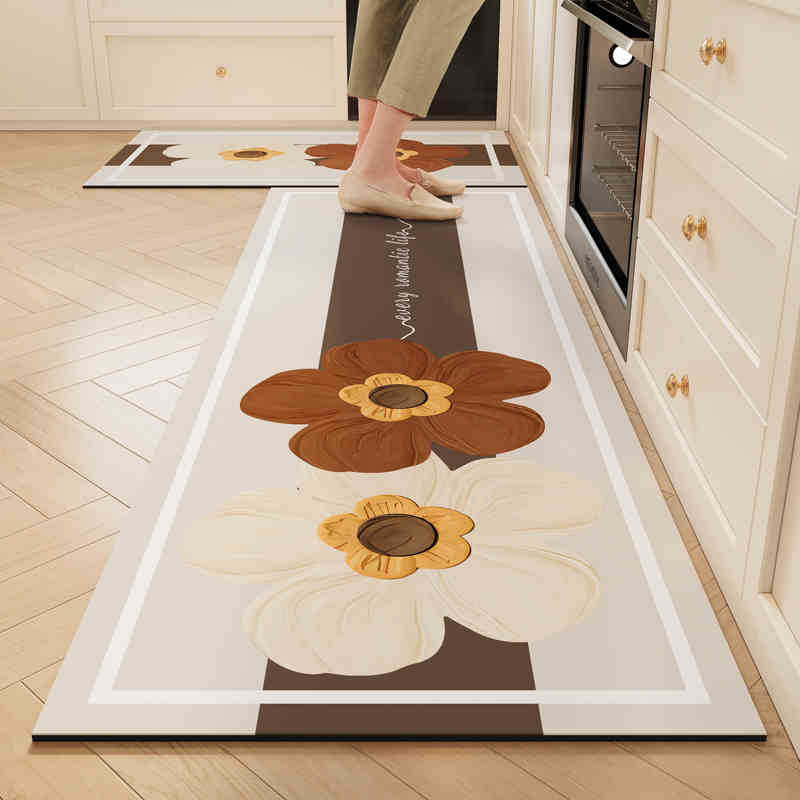 Modern Simple Kitchen Floor Mat, Long Water-Absorbing Quick-Drying, Easy To Take Care Of, Diatom Mud Floor Mat, Household Anti-Skid And