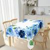 2D Flat Banner 1pc 2D Flat Tablecloth, Printed with Blue Flowers And Green Leaves, Colorful Floral Pattern, Square And Rectangular Sizes Available. Su