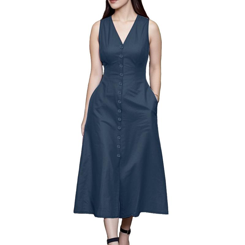 

ZANZEA Women Summer V-Neck Casual Sleeveless Dress 3XL