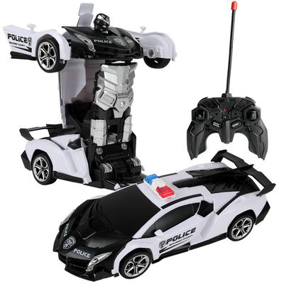 Remote Control Police Car Transform Toys Police Car, Deformation To Robot Transforming Police Car Kids Toys with 360 Degree Rotating, Girls Boys Toys