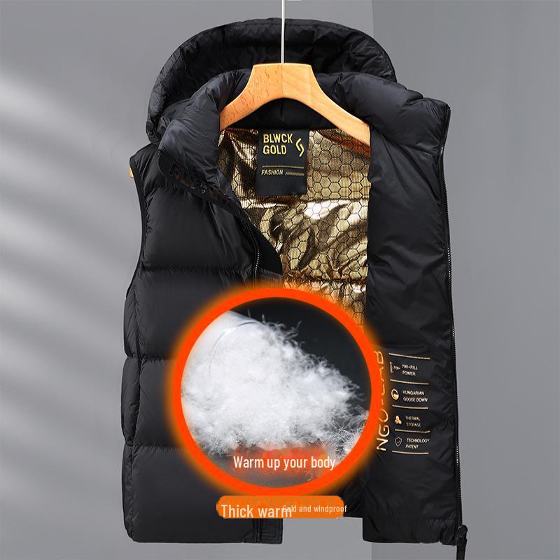 Gilet d'hiver en duvet pour homme: Veste d'extérieur tendance pour couple noir et blond Medium noir