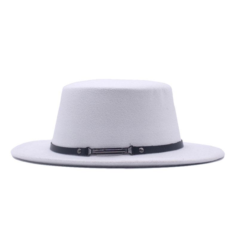 New women's flat-top woolen hat, men's autumn and winter thermal hat, jazz hat, British retro top hat