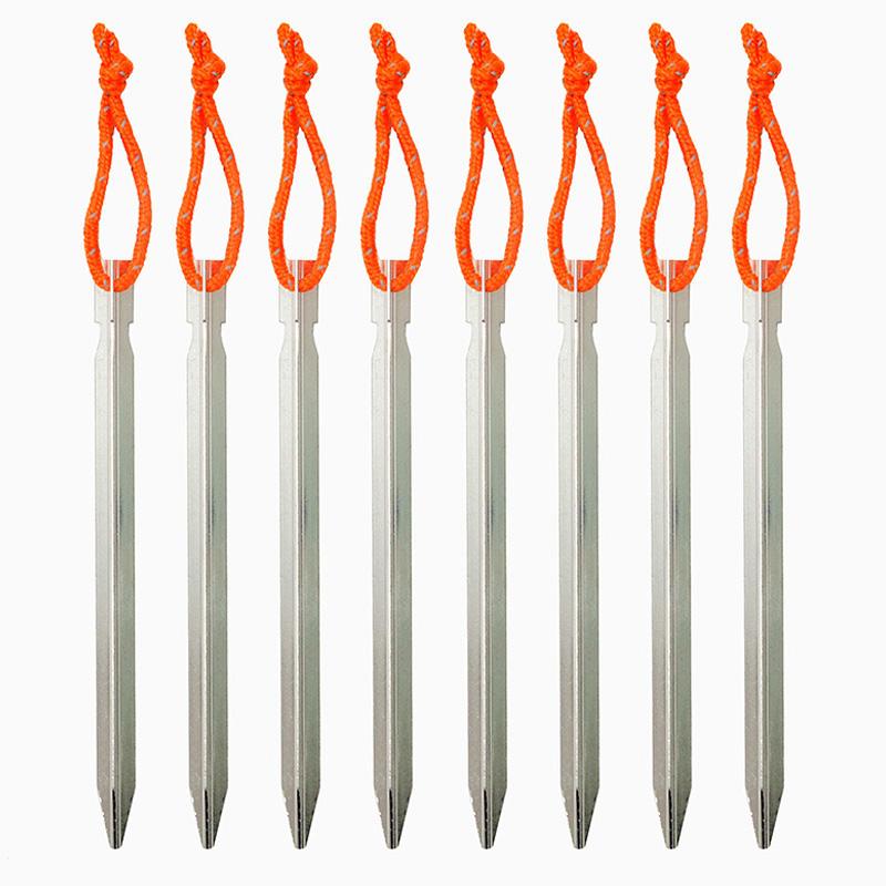 18cm Triangular Aluminum Tent Pegs Lightweight Tent Stakes with Pull Rope for Camping Canopy Outdoor Equipment