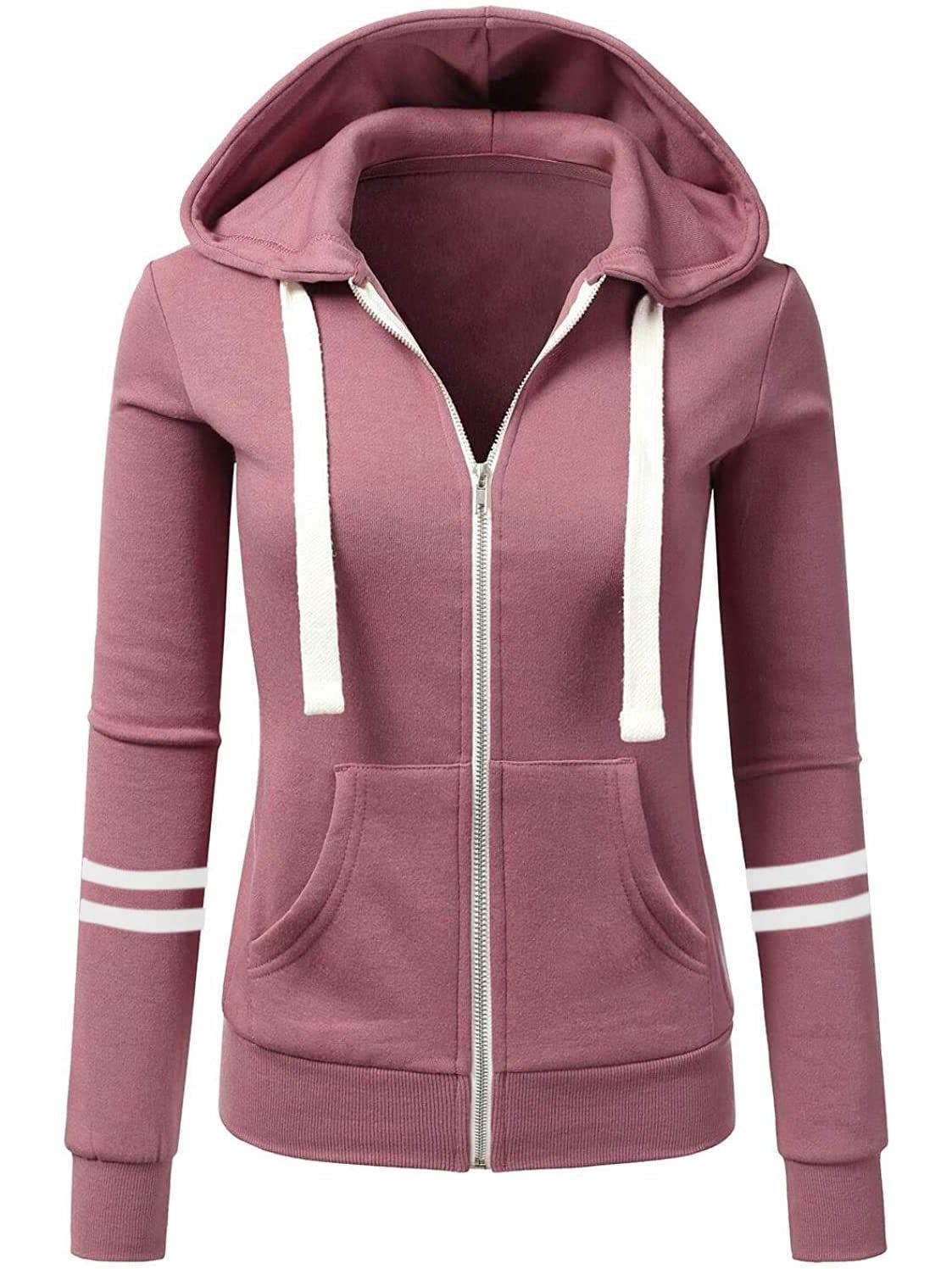 

Женский хлопковый флисовый кардиган с капюшоном на молнии для осени и зимы