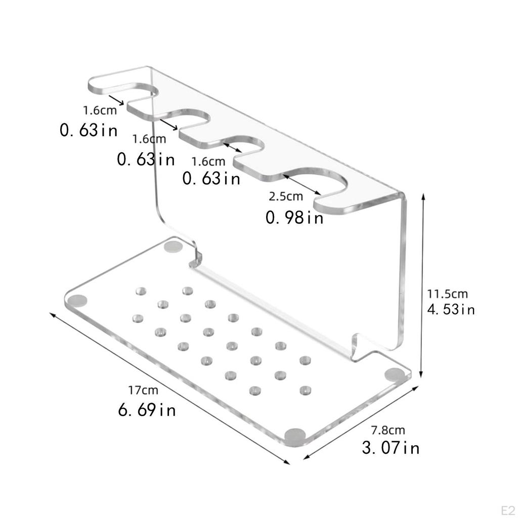 Holder and Brush Stand Clear Acrylic, Space Saving, Easy to Install Hanger Organizer for Bathroom,