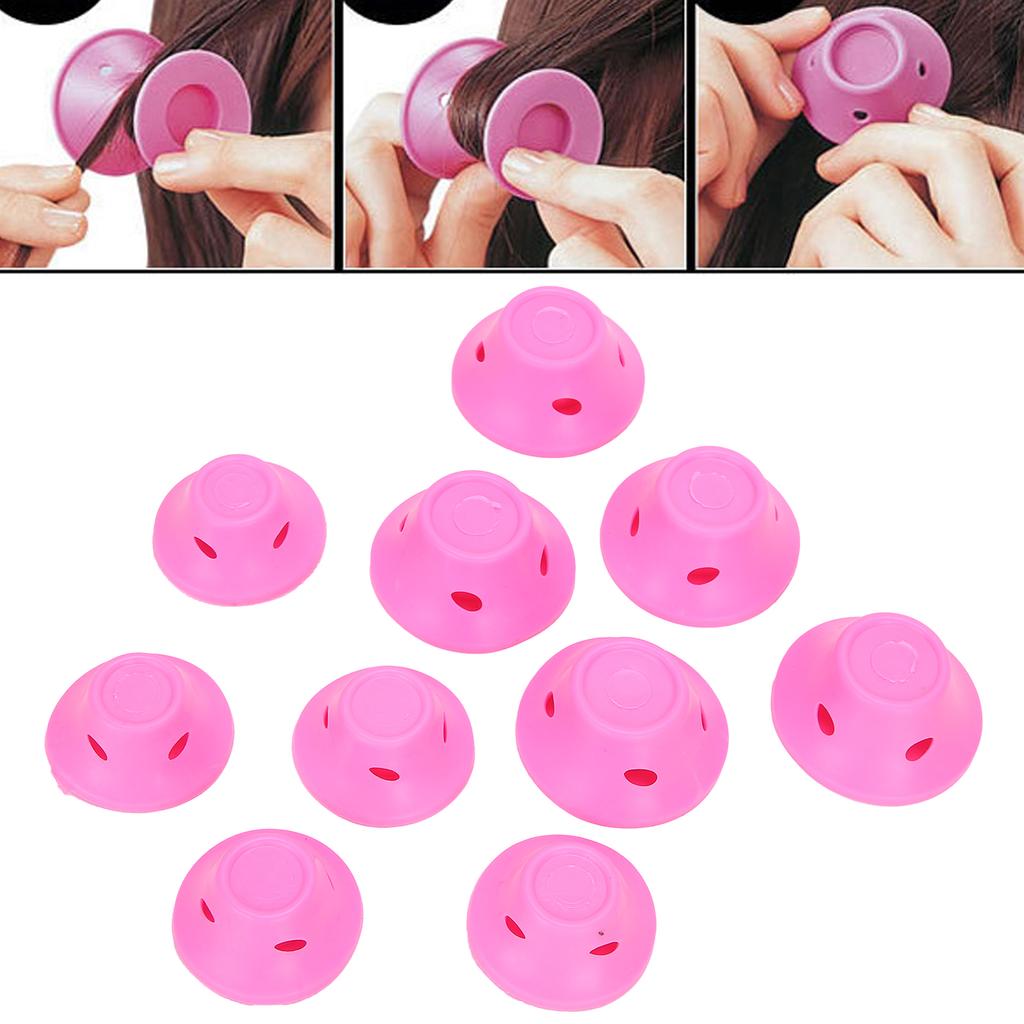 Hair Rollers No Heat Rubber Pink No Clip Hair Curlers Styling Waving Hairstyle Tool