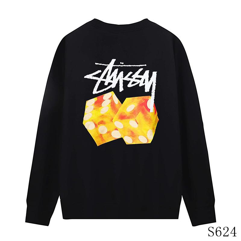 

Stussy 2024, весна и осень, высококачественная хлопковая футболка Stussy с принтом Flame Dice и длинными рукавами для мужчин и женщин, тонкая