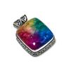 Natural Rainbow Solor Quaraz Gemstone Silver Pendant in 925 Sterling Silver- Handmade Heart Design, Everyday Wear Jewelry, Unique Pendant Gifts