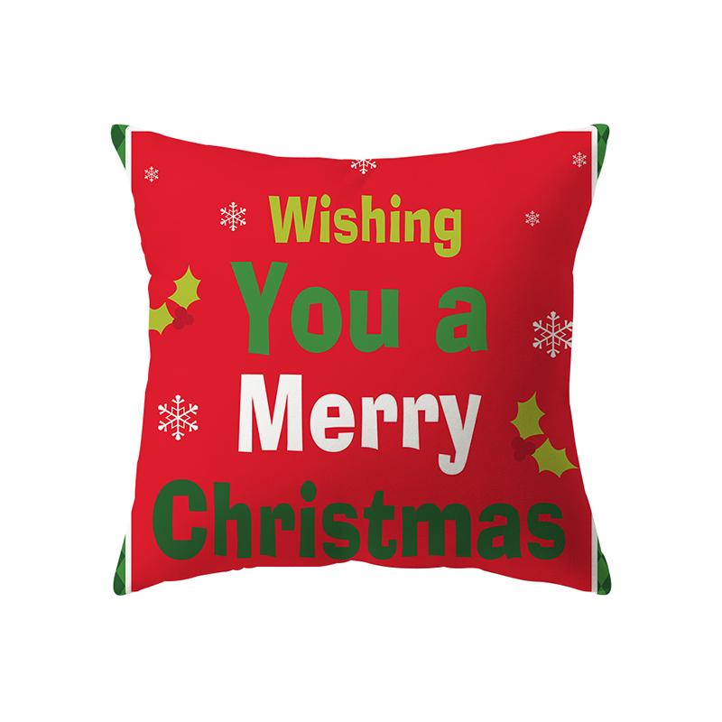 Cute Santa Claus Merry Christmas Printed Pattern Polyester Cushion Cover Home Living Room Sofa Decoration Pillow Pillow Cover