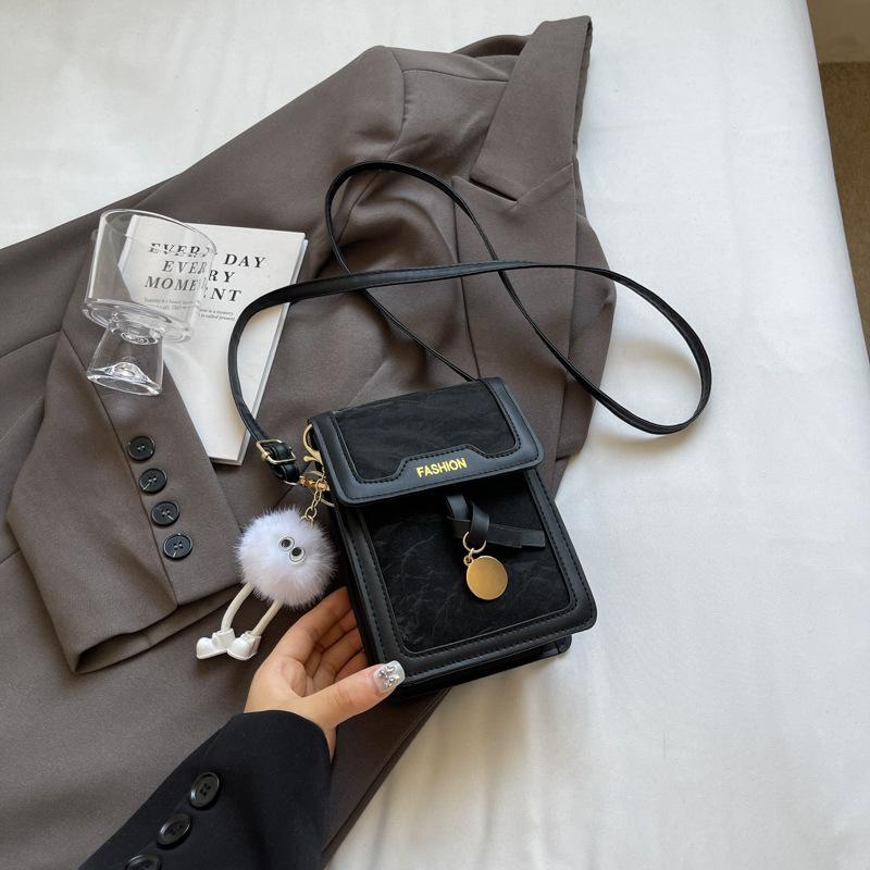 

Сумка для мобильного телефона из высококачественной фактуры, женская сумка-мессенджер, летняя модная универсальная повседневная легкая мини-сумка через плечо чёрный