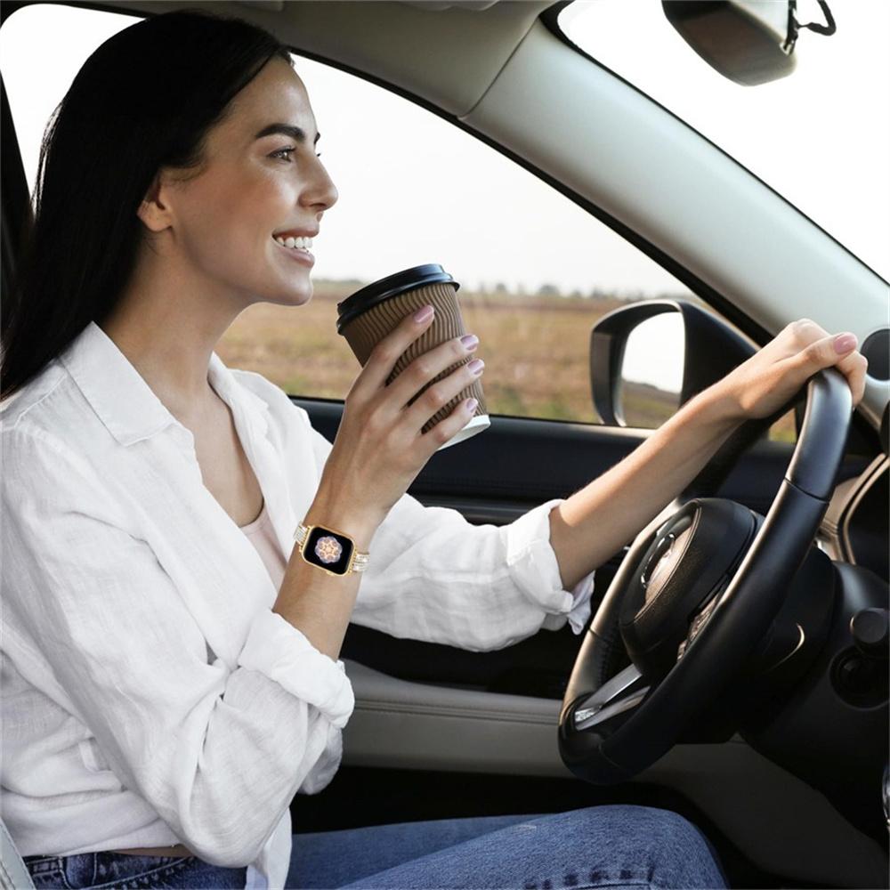 Rhinestone Decor Metal Strap for Apple Watch Series 11 10 42mm / 9 8 7 41mm / SE3 SE2 SE 6 5 4 40mm / 3 2 1 38mm Drawstring Adjustable Watch Band