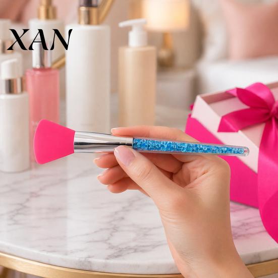 Silicone Face Brush Mask Applicator Brush, Facial Mud with Non-Slip Gentle Rhinestone Handle, Hairless Clay Tools Spreading Tool