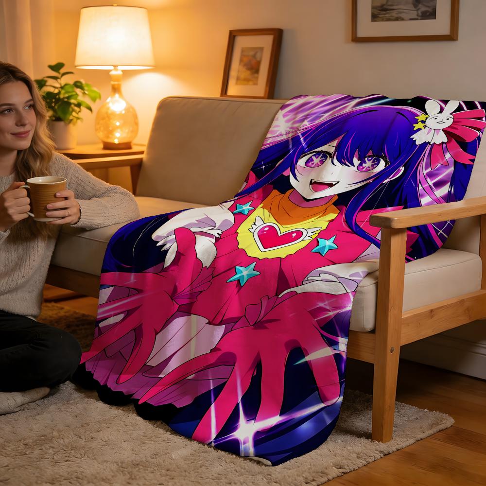 Throw High-Density Short Plush Blanket For Sofa Nap Air-Conditioned Room Soft Skin-Friendly Anime Oshi No Ko Hoshino Ai