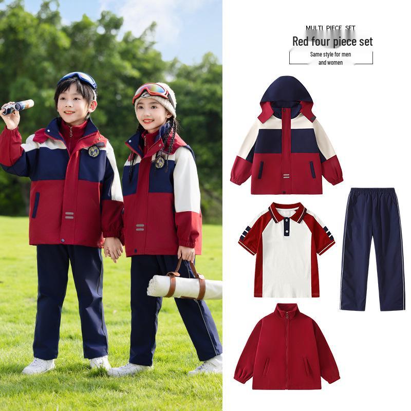 Children's Spring & Autumn Windbreaker 3-Piece School Uniform Set