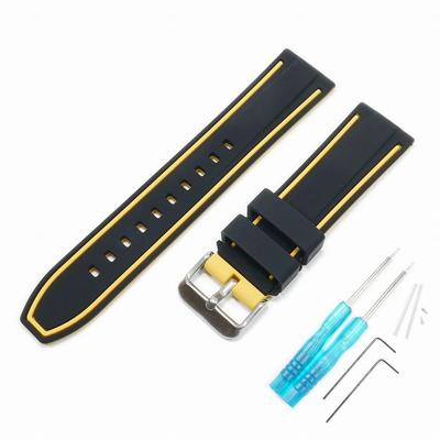 No-brand BLANCPAIN X Swatch Exclusive Rubber Strap with Double Black and Yellow Lines, 22mm Lug Width