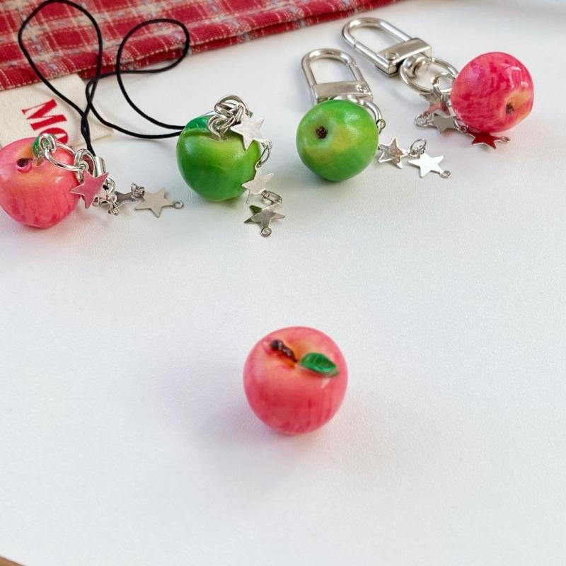 Cute Miniature Apples And Star Keychain For Girls Stylish Keyring Accessory For Backpack Or Phone Accessories