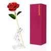24K Gold Plated Rose Artificial Flowers Gold Dipped Rose with Stand Valentine's Day Gift for Wife Girlfriend Mother Teacher
