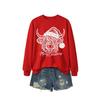 Womens Casual Fashion Christmas Yak Head Print Crewneck Sweatshirt Regular Fit Daily Wear