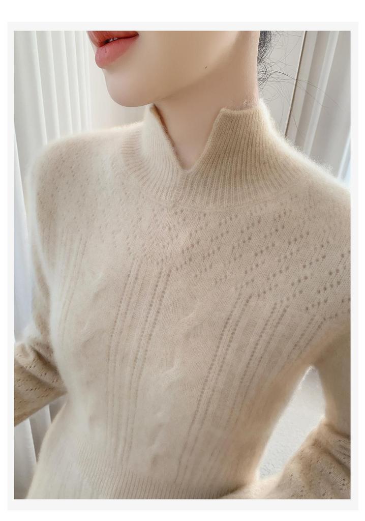 Elegant Hip-Length Cashmere Sweater Dress - 2025 Autumn/Winter Collection, Women's Slimming Knit Pullover.