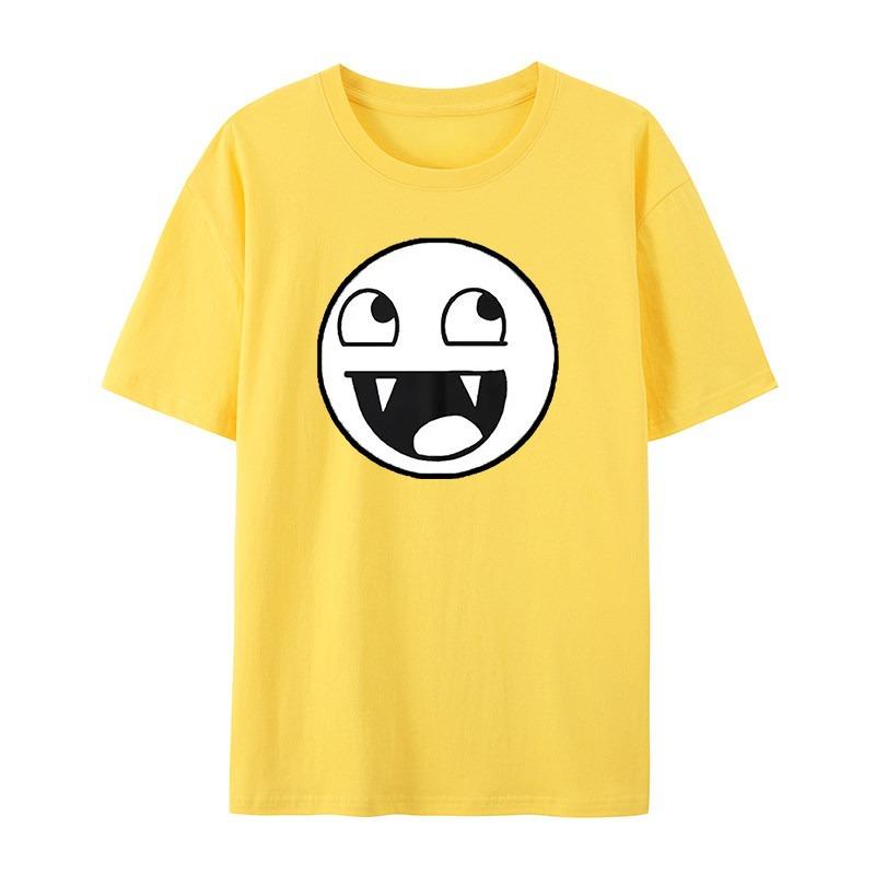 Trendy Classic and Fun Face Emojis Blue Casual Tshirts Mens and Womens Luxury Brand Tops