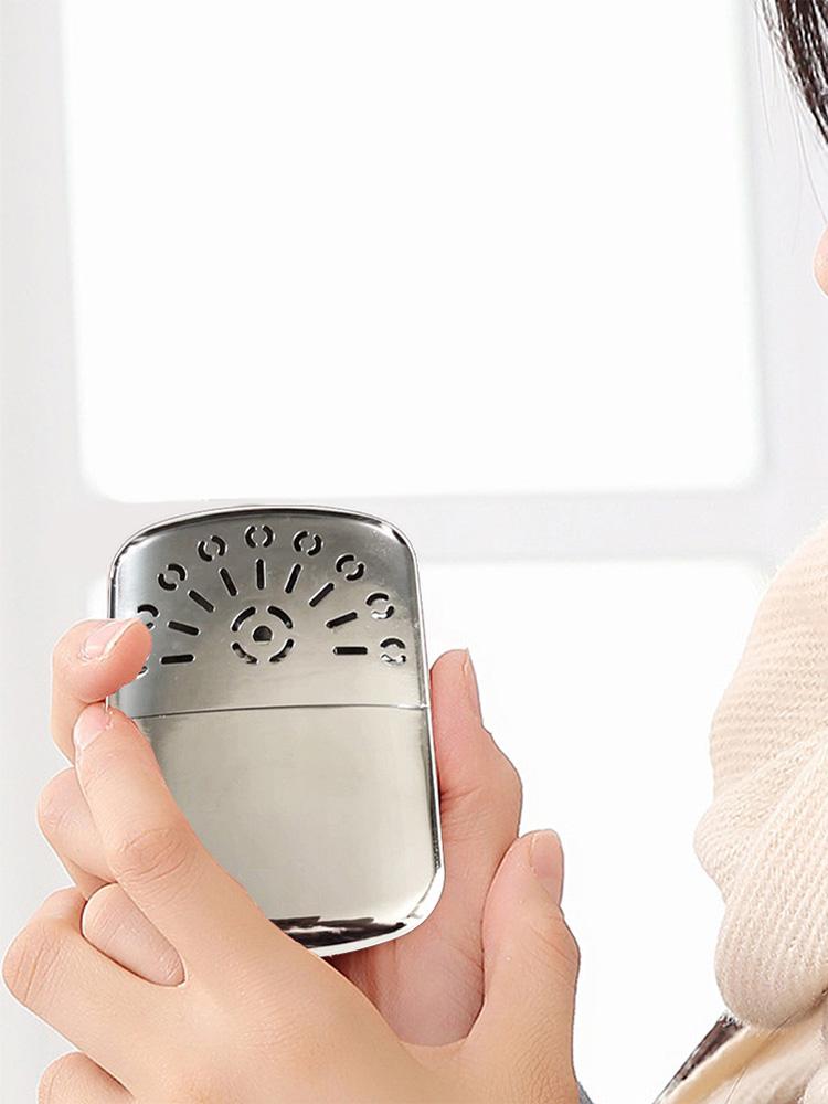 Calentador de manos portátil de combustible de aleación de zinc, reutilizable, de bolsillo, para caza, camping y pesca al aire libre.