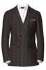 Thunder Brown Plaid Tweed Double Breasted Blazer