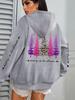 Women's Festive Leopard Print Tree Hoodie with Pockets